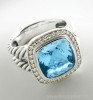 blue topaz ring yurman ring gemstone ring 925 sterling silver ring fashion jewelry