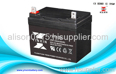 12V33Ah energy storage battery / sealed maintenance free lead acid battery / solar power lead acid battery