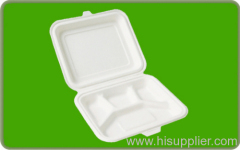 Disposable compostable dinnerware three compartment packing box