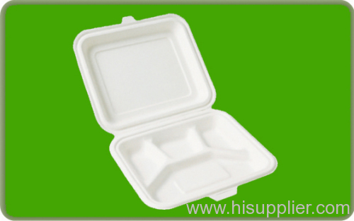 Disposable compostable dinnerware three compartment packing box