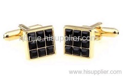 Glod Cufflinks Black Crystal