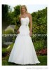 Chiffon Sweetheart Rouched Waistilne with A line Skirt and Chapel Train Wedding Gown