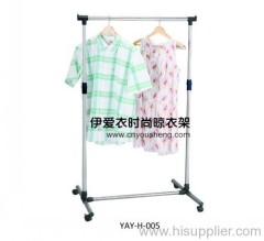 Movable single pole clothes rack