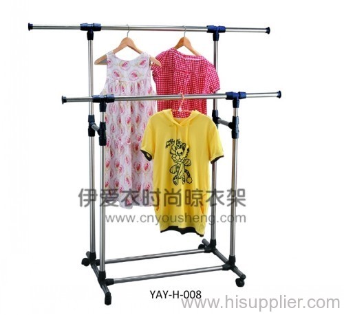 Extendable double pole clothes rack