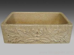 beige marble single bowl italy carving kitchen sink