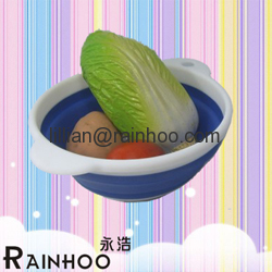 silicone bowl, folded baket, collapsible salad bowl, silicone streamer