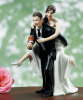 Playful Football Wedding Couple Figurine