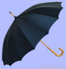 60cm polyester made wooden frame umbrella as present