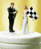 Bride at Finish Line with Victorious Groom Figurine