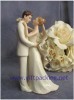 100% handwork polyresin Off-White Porcelain Bride and Groom Wedding Cake Topper Figurine