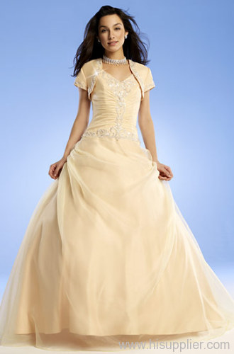 Elegant A-line Straplesss Floor-length Applique Beads prom gown