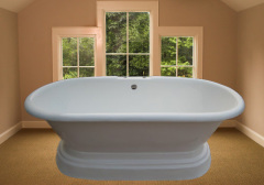 the white color classic pedestal cast iron bath