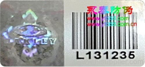 Barcode and hologram sticker