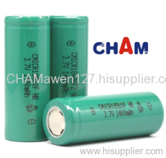 18500 cylindrical rechargeable li-ion battery cell 1400mAh