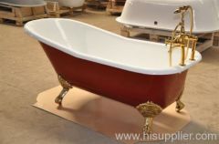 red clawfoot bathtub