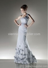 Cheaper chiffon one-shoulder Floor-length evening dress