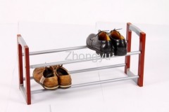 2 tier wooden and metal shoe shelf