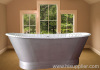 cast iron bateau tub with stainless steel skirt