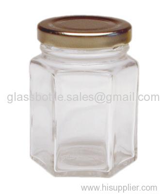 400ml Glass Hexagonal Jar
