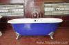blue cast iron bathtub