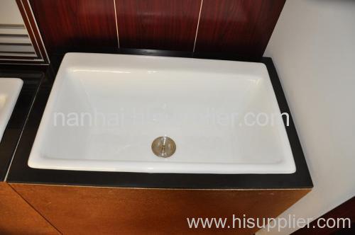 undermounted enamelled sinks used in kitchen