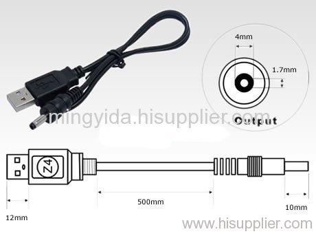 USB2.0 extension to DC Stereo plug cable