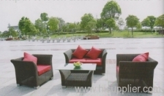 Outdoor plastic wicker sofa group