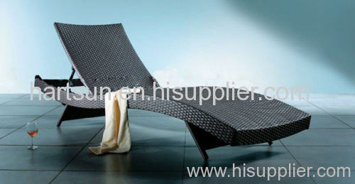 PE rattan garden chaise lounger