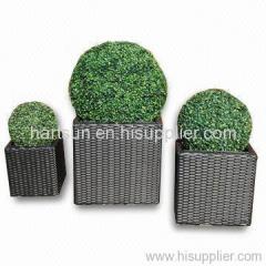 PE rattan patio flower pot