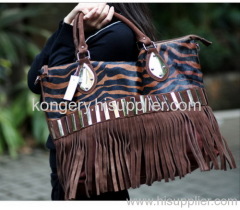 T2_Q-B02 Kongery fashion Horse hair leather bags with tassels
