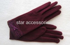 wool ladies gloves with lace and bow-tie