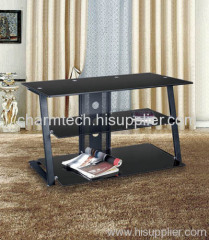 Tempered Glass and Black Iron LCD TV Stands