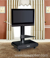 Black Tempered Glass and Black Drawer LCD DVD TV Stand