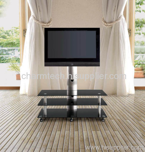 Silver Oval Aluminum Tube LCD TV Stand