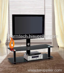 Fashion Design Black Tempered Glass Plasma TV Stands