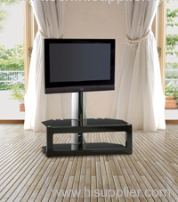 Black Tempered Glass LCD Plasma TV Stand