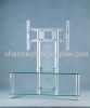 Clear Tempered Glass Silver Aluminum Tube TV Stand