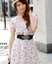 Elegant Soft Silk Floral Belt Dress