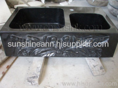 Stone Farm sink, absolute black carving farm sink