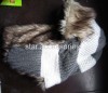 acrylic knitted trapper with fake fur lining