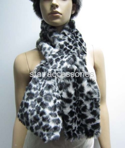 fake fur leopard scarf