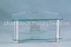 Clear Tempered Glass Silver Aluminum Tube TV Stand