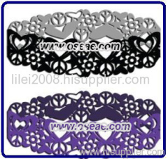 2011 new fashion wristband:tatto designs hollow silicone bracelet HOT 2011 NEW custom rubber bands+hollow sily bandz
