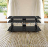 Black Tempered Glass Black Aluminum Tube TV Stand