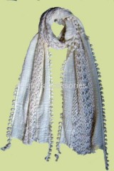 cottton plain scarf with tassels