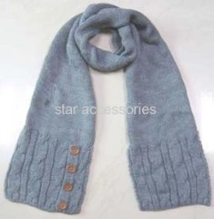 acrylic knitted scarf with buttons