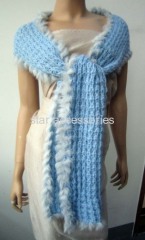 acrylic knitted scarf with rabbit hair and rulex