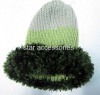 acrylic knitted hat with feather yarn