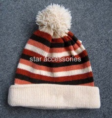 chenill stripe knitted hat