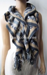 acrylic knitted scarf with elastic